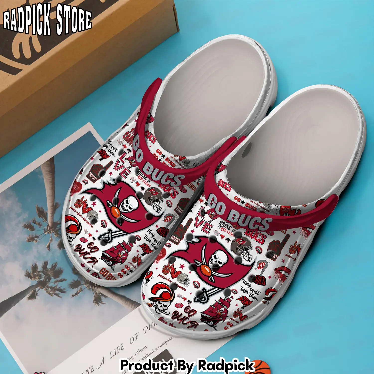 Radpick tampa bay buccaneers nfl sport crocss crocband clogs shoes comfortable for men women and kids footwearelite exclusive 2j9 rp652992